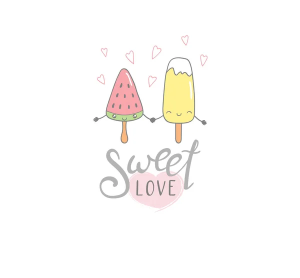 Tatlı aşk dondurma afişi — Stok Vektör
