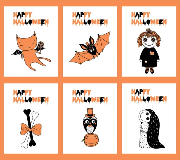 Ensemble de cartes de vœux Halloween — Image vectorielle