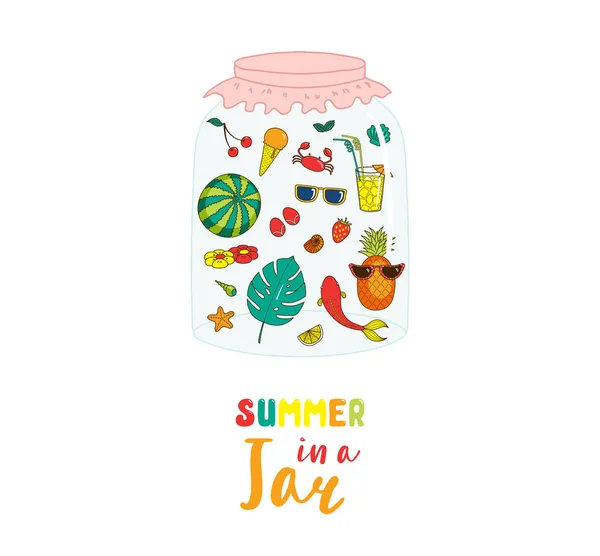 Verano en un frasco ilustración — Vector de stock