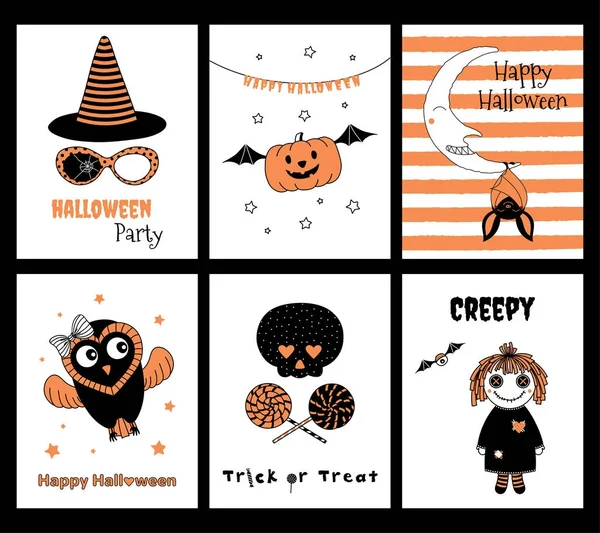 Ensemble de cartes de vœux Halloween — Image vectorielle