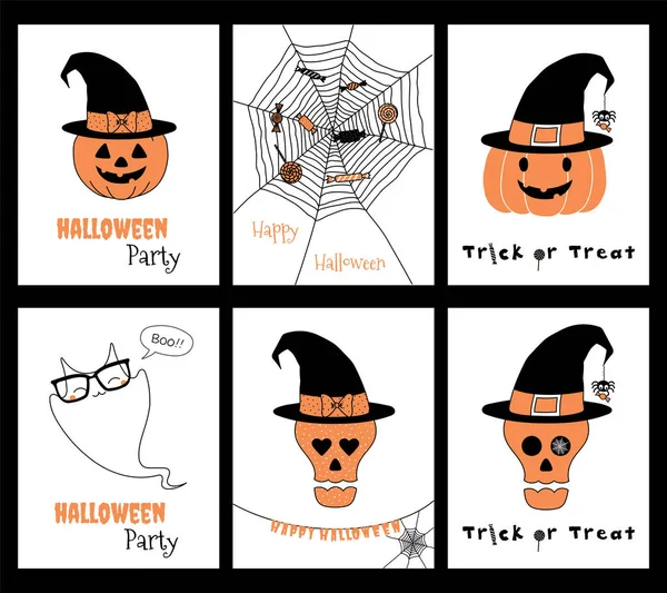 Cadılar Bayramı tebrik kartları kümesi