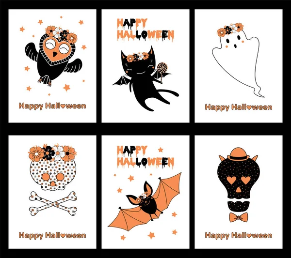 Cadılar Bayramı tebrik kartları kümesi