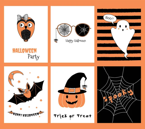 Mallar för Halloween gratulationskort — Stock vektor