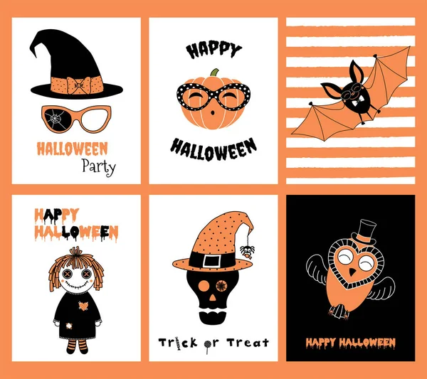 Ensemble de cartes de vœux Halloween — Image vectorielle