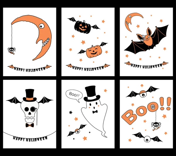 Conjunto de tarjetas de felicitación de Halloween — Archivo Imágenes Vectoriales