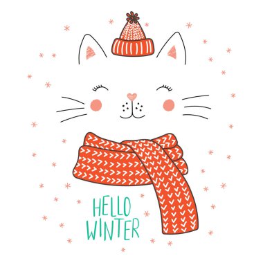 Örme şapka kedi yüzüne