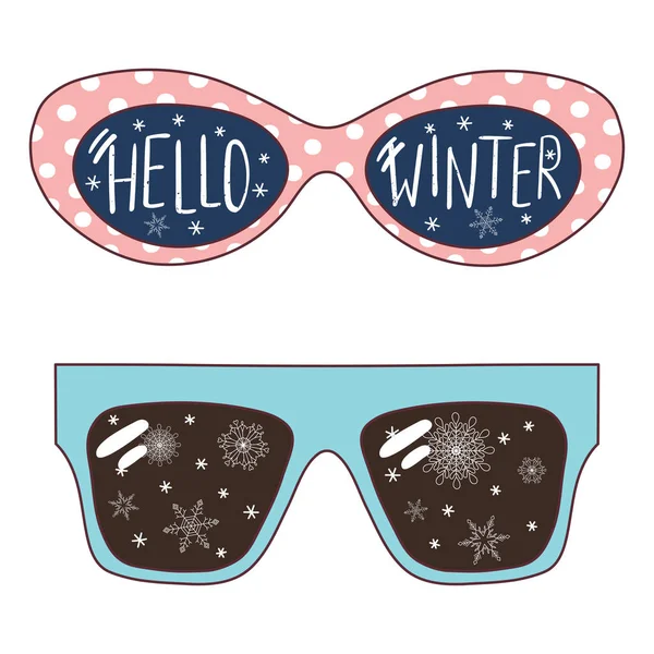 Hello Winter glasses — Stock Vector