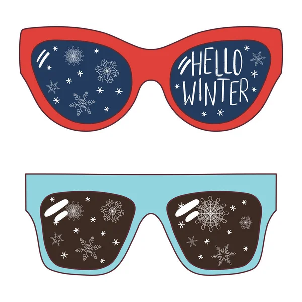Зимние очки Hello — стоковый вектор