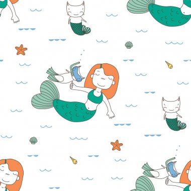 Kesintisiz Deniz kızları desen