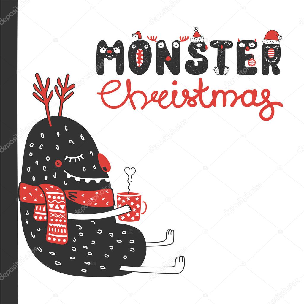 Cute and funny Christmas monster