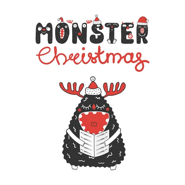 Christmas monster sjunger julsånger — Stock vektor