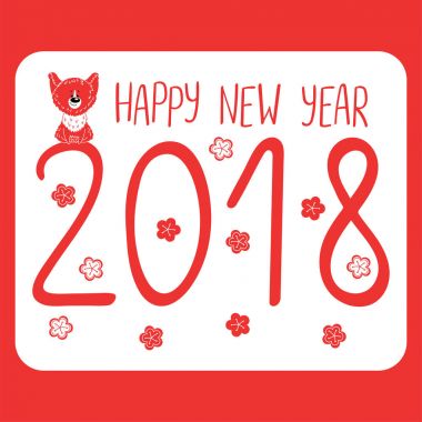 Sevimli köpek yeni yıl kartı