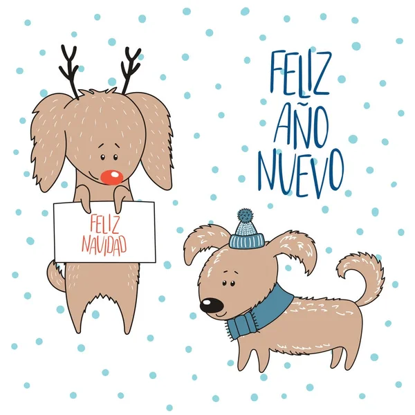 Lindos perros vacaciones tarjeta de felicitación — Archivo Imágenes Vectoriales