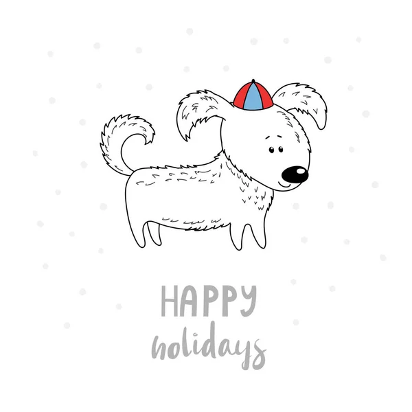 귀여운 강아지 휴일 인사말 카드 — 스톡 벡터