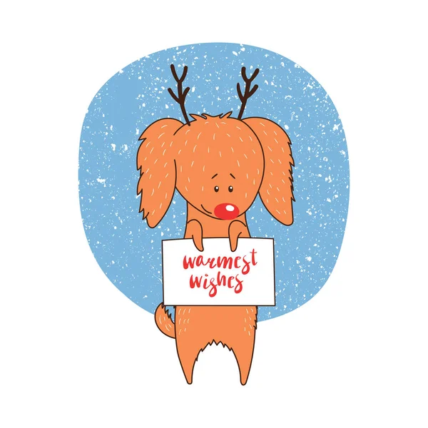 Lindo perro vacaciones tarjeta de felicitación — Vector de stock