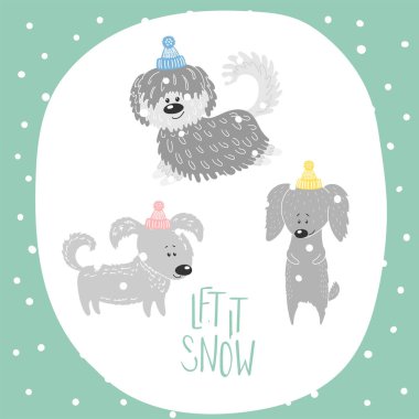 Sevimli köpek tatil tebrik kartı