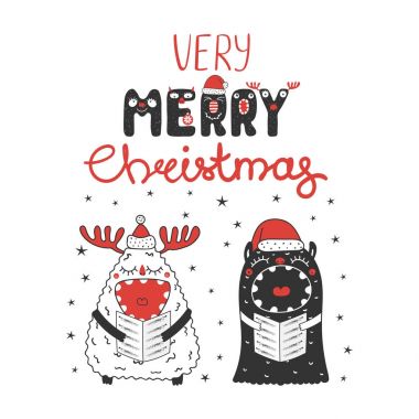 Cute, komik Noel canavarlar