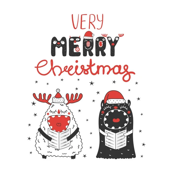 Милые и забавные рождественские монстры — стоковый вектор