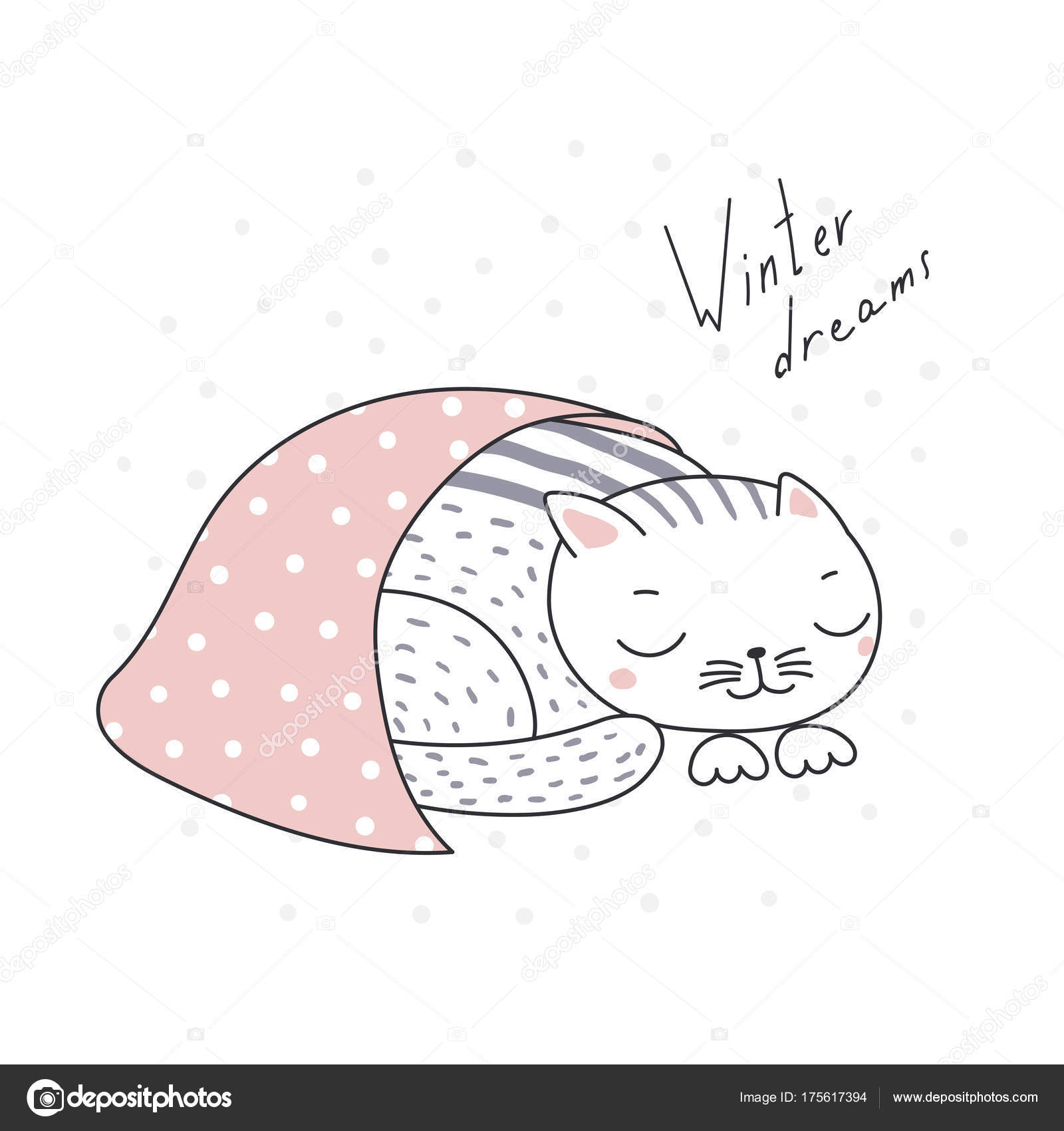 Carte De Voeux De Noël Avec Chat De Dessin Animé Image