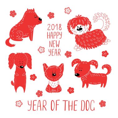 Köpekler ile yeni yıl tebrik kartı 