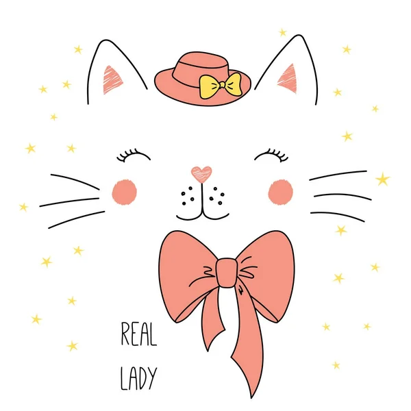 Χαριτωμένο αστείο γάτα στο καπέλο — Διανυσματικό Αρχείο