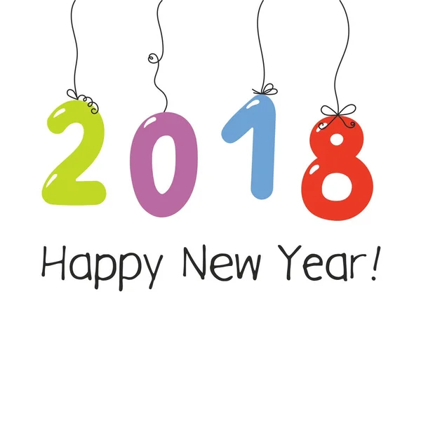 Bonne Année 2018 Carte Vœux Dessinée Main Avec Des Numéros — Image vectorielle