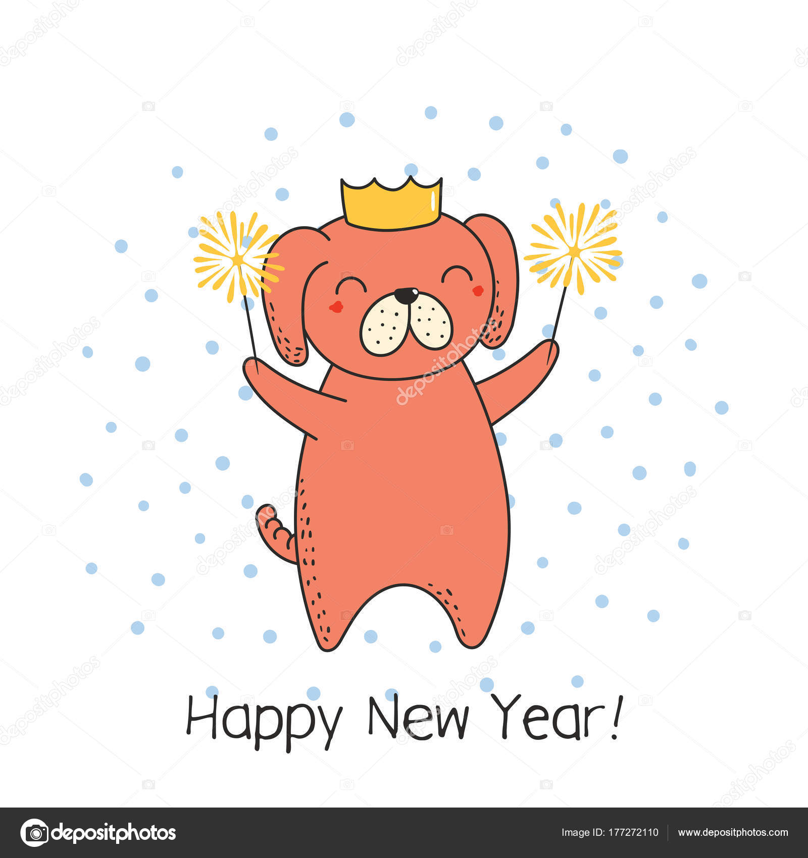 Hand Drawn Happy New Year Greeting Card Cute Funny Cartoon Stock Vector Image by ©Maria_Skrigan #177272110 Hand Drawn Happy New Year Greeting Card Cute Funny Cartoon Stock Vector Image by ©Maria_Skrigan #177272110