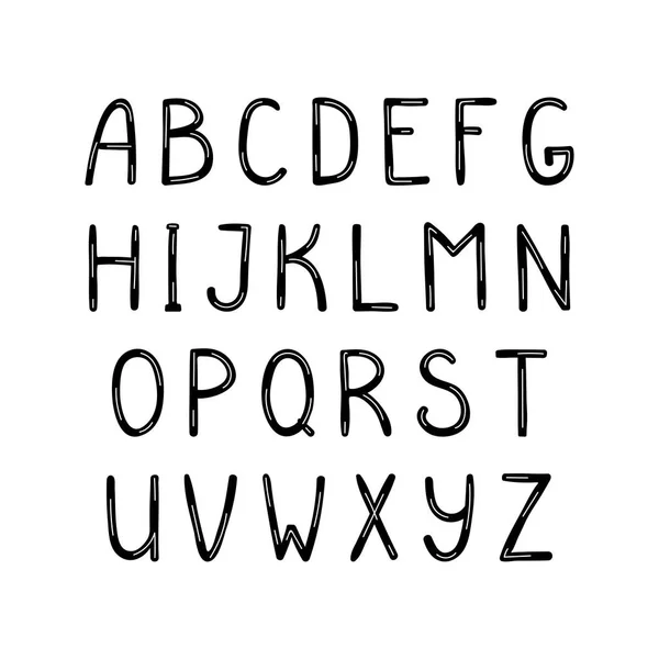 Alphabet Latin Mignon Dessiné Main Lettres Isolées Sur Fond Blanc — Image vectorielle