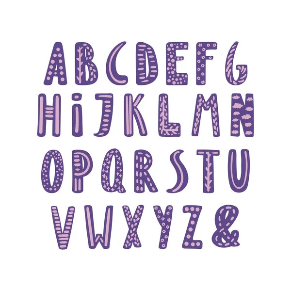 Alfabeto Latino Lindo Dibujado Mano Estilo Escandinavo Con Letras Adornadas — Archivo Imágenes Vectoriales