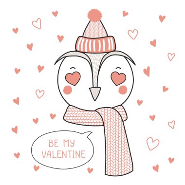 Kalp şeklinde gözlü sevimli baykuş