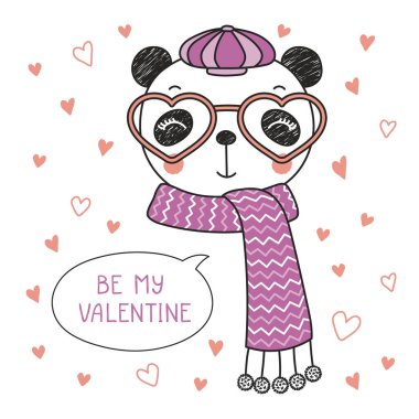 Kalp şeklinde bardaklarda sevimli panda