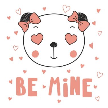 Sevimli panda kalp şeklinde gözler