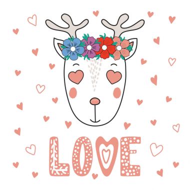 Kalp şeklinde gözlü sevimli Ren geyiği