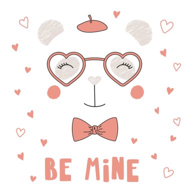 Kalp şeklinde bardaklarda sevimli panda