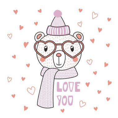 Kalp şeklinde bardaklarda sevimli ayı