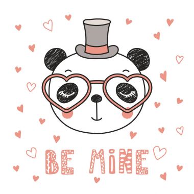 Kalp şeklinde bardaklarda sevimli panda