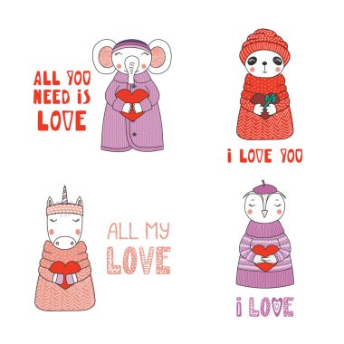 Sevimli hayvanlar kalpler holding