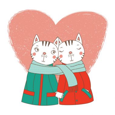 Kediler bir eşarp sarılmış birkaç