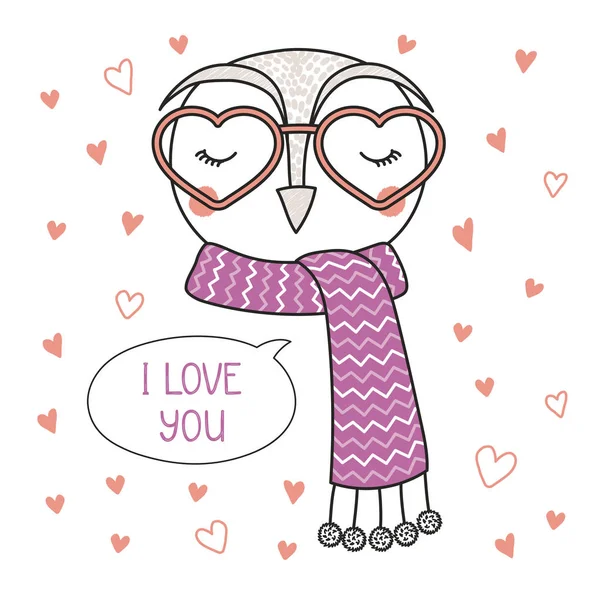 Kalp şeklinde gözlüklü şirin baykuş