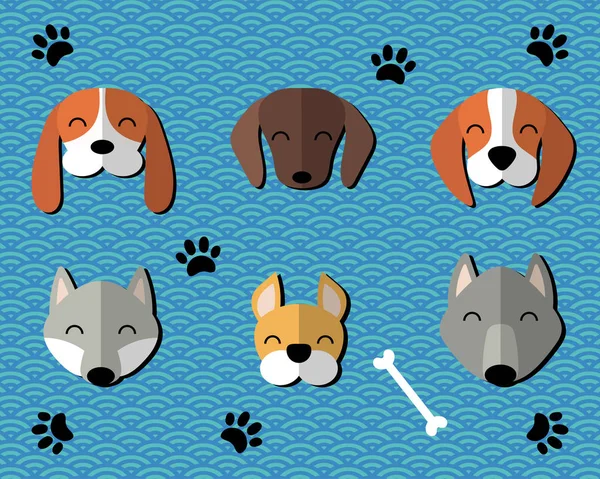 Συλλογή Από Χαρτί Κομμένα Σκυλιά Χαριτωμένο Αστείο Καρτούν Από Διαφορετικές — Διανυσματικό Αρχείο