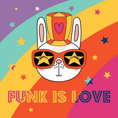 Sevimli tavşan funky şapka ve gözlük