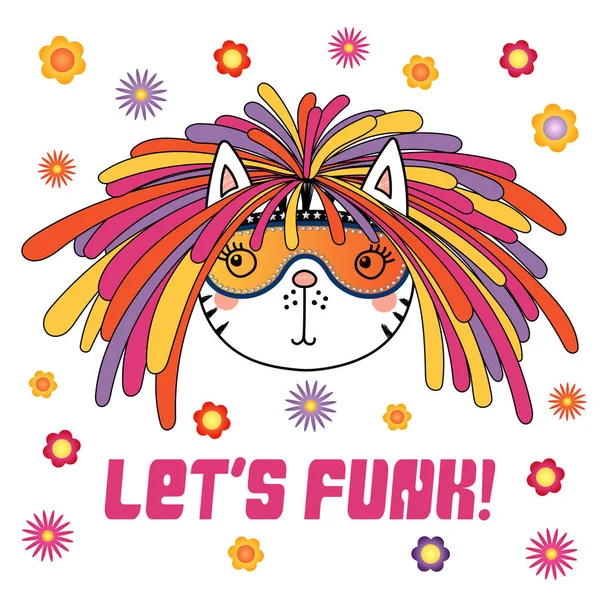 Roztomilý kočka s funky dredy a brýle — Stockový vektor