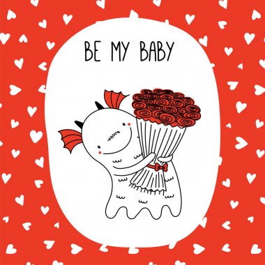 Sevimli canavar Sevgililer günü tebrik kartı