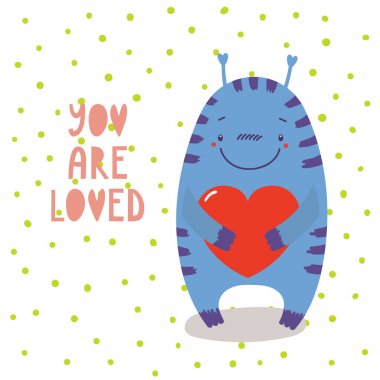 Sevimli canavar Sevgililer günü tebrik kartı