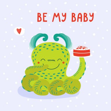 Sevimli canavar Sevgililer günü tebrik kartı