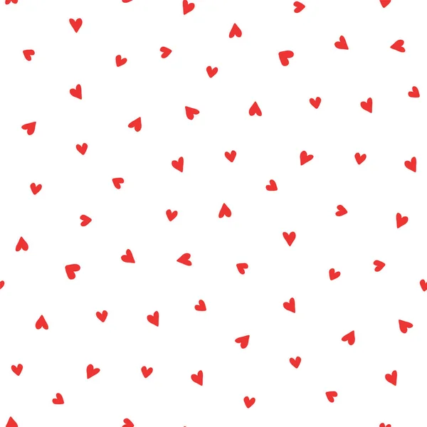 Carte Vœux Avec Motif Sans Couture Dessiné Main Cœurs Rouges — Image vectorielle