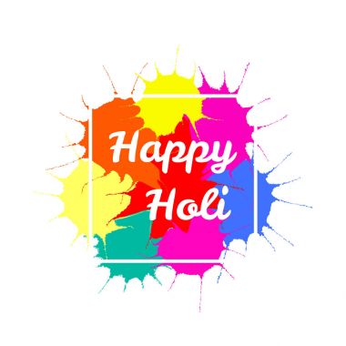 El tırnak beyaz arka plan, vektör, illüstrasyon izole renkli boya sıçraması ile mutlu bayram yazılı 