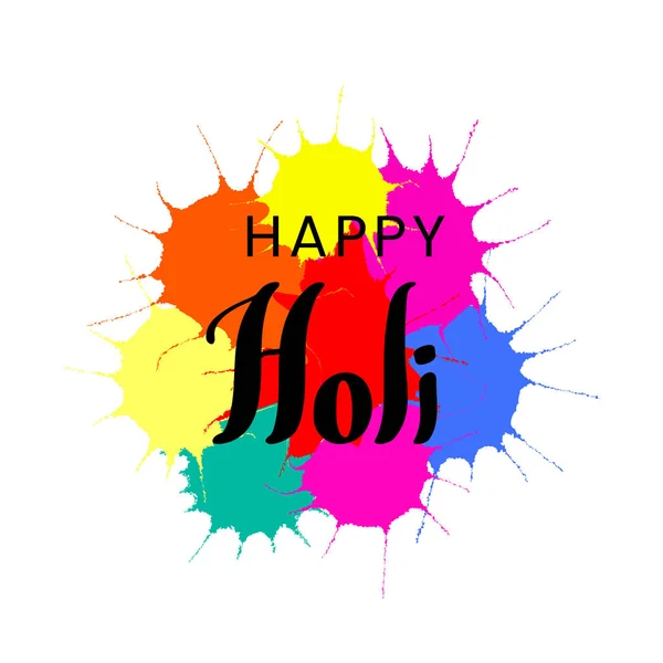 Cita Escrita Mano Happy Holi Con Salpicaduras Pintura Colores Aislados — Vector de stock