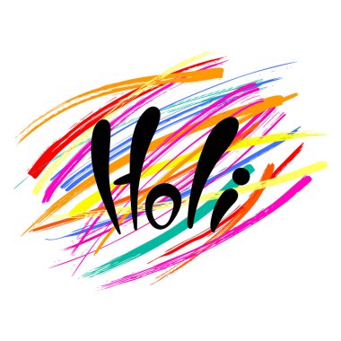 Beyaz arka plan, vektör, illüstrasyon izole renkli fırça darbeleriyle Holi tebrik kartı