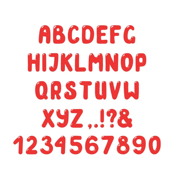 Ручной Рисунок Милый Яркий Римский Алфавит Цифрами Знаками Препинания Вектор — стоковый вектор